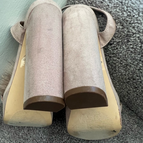 Liliana Selina-1 Nude Pink Pom Pom Platform 5” Block Heels Bratz Y2K Shoes 6.5 - Picture 5 of 10